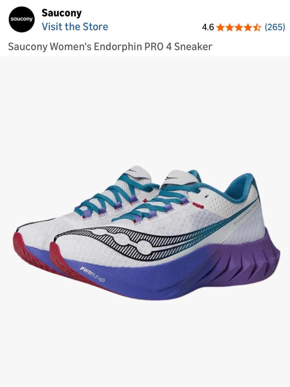 Saucony Women's Endorphin PRO 4 Sneakers - White Teal Purple Red